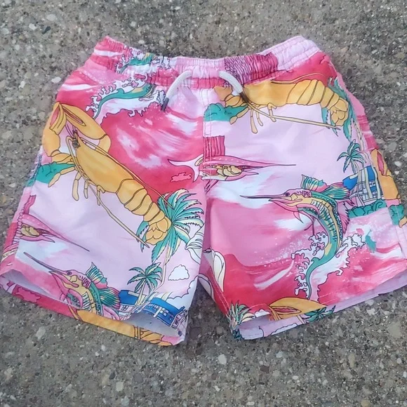 Polo Ralph Lauren Pink Lobster Fish Swim Trunks 5 Boys Vacation - Picture 1 of 7